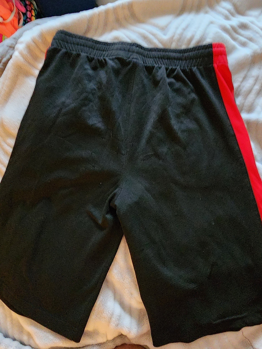 Puma Black Athletic Shorts with Red Side Panel
